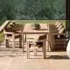 MANDELA Dining Teak 11 Modern Outdoor Dining Set with Weather Resistant Durable Waterproof Cushions for Villa Patio Use