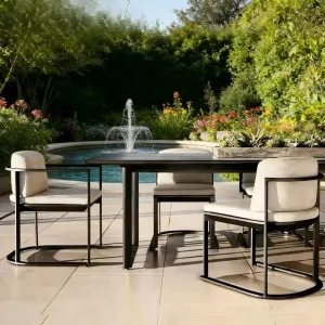 MANDELA Luxury Modern Aluminum Alloy Outdoor Dining Set-Waterproof Table and Chairs for Villa Garden