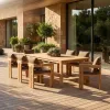 MANDELA Teak Modern Outdoor Dining Set for Villa Courtyard-Durable Waterproof Cushions Quick-Dry UV-Resistant Finish Customized