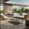 Mandela Modern Teak Outdoor Dining Garden Sofa Set-Waterproof Durable Eco-Friendly for Leisure Beach Use