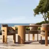 Mandela Modern Teak Outdoor Dining Table Chair Set Weather Resistant UV-Resistant Waterproof Cushions-Durable Villa Courtyard