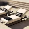 Minimalist Aluminum Outdoor Sun Lounger Sleek Pool Daybed for Star Hotel Deck and Luxury Villa Poolside Furniture Set