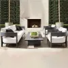 Minimalist Black Aluminum Patio Sofa Set Modern Outdoor Garden Furniture for Luxury Resort and Villa