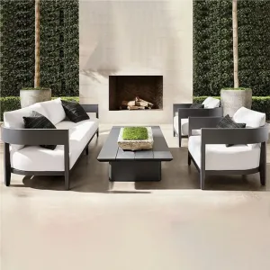 Minimalist Black Aluminum Patio Sofa Set Modern Outdoor Garden Furniture for Luxury Resort and Villa
