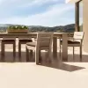 Minimalist Solid Teak Wood Patio Dining Set for 6 Persons Weatherproof Furniture for Luxury Villa and Beachfront Resort