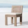 Minimalist Solid Teak Wood Patio Dining Set for 6 Persons Weatherproof Furniture for Luxury Villa and Beachfront Resort