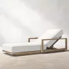 Minimalist Solid Teak Wood Patio Sun Lounger Waterproof Mattress UV Resistant Eco-Friendly for Luxury Beachfront Villa Outdoor