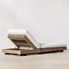 Minimalist Solid Teak Wood Patio Sun Lounger with Waterproof Mattress for Luxury Beachfront Villa and Outdoor Garden Deck