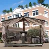 Modern Aluminium 4-Seater Hanging Swing Chair Waterproof Cushion Outdoor Furniture for Farmhouse Apartment Patio Garden