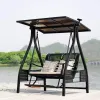 Modern Aluminum Alloy Hanging Swing Chair with Waterproof Cushion for 3-Person Outdoor Garden Patio Camping Courtyard Warehouse