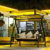 Modern Aluminum Alloy Hanging Swing Chair with Waterproof Cushion for 3-Person Outdoor Garden Patio Camping Courtyard Warehouse