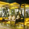 Modern Aluminum Alloy Hanging Swing Chair with Waterproof Cushion for 3-Person Outdoor Garden Patio Camping Courtyard Warehouse
