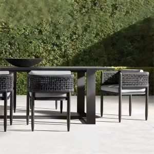 Modern Aluminum Alloy Outdoor Dining Set Rustproof All Weather Patio Table Armchair Villa Garden Furniture