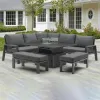 Modern Aluminum Outdoor Sofa Set with Fire Pit Table for Living Room Dining Hotel Use Waterproof Durable Eco-Friendly