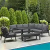 Modern Aluminum Outdoor Sofa Set with Fire Pit Table for Living Room Dining Hotel Use Waterproof Durable Eco-Friendly