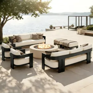 Modern Aluminum Outdoor Sofa Set with Waterproof Quick-Dry Cushions-Durable Eco-Friendly for Villa Courtyard Use