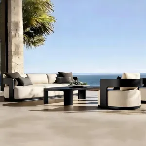 Modern Aluminum Outdoor Sofa Set with Waterproof Cushions-Durable Eco-Friendly for Villa Courtyard Use