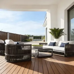 Modern Aluminum Patio Sofa Set High-end Resort Sectional Furniture Weatherproof Outdoor Lounge Couch for Star Hotel Terrace
