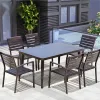 Modern Design Aluminum Alloy Outdoor Dining Table Chair Set Durable Lightweight Frame Waterproof Cushion Courtyard Villa Patio