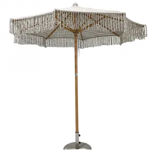 Modern Design Handmade Macrame Cotton Waterproof Aluminum Pole Crank Lift Auto Tilt Umbrella Granite Base Factory Wholesale