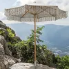Modern Design Handmade Macrame Cotton Waterproof Aluminum Pole Crank Lift Auto Tilt Umbrella Granite Base Factory Wholesale