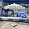 Modern Design Handmade Macrame Cotton Waterproof Aluminum Pole Crank Lift Auto Tilt Umbrella Granite Base Factory Wholesale