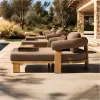 Modern Design Solid Teak Wood Outdoor Sun Lounger with High Density Foam Cushion for Luxury Villa and Boutique Hotel Deck