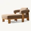Modern Design Solid Teak Wood Outdoor Sun Lounger with High Density Foam Cushion for Luxury Villa and Boutique Hotel Deck