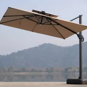 Modern Designer Roman Foldable Waterproof Lightweight Umbrella with Double Canopy for Hotels Hospitals