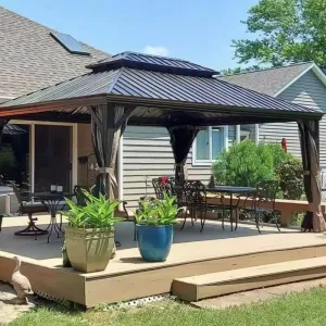 Modern Durable Eco-Friendly Windproof Aluminum Pergola Waterproof Roof Powder-Coated Frame for Outdoor Furniture Courtyard Villa