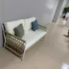 Modern Durable Garden Sofa Set with Eco-Friendly Rope Waterproof Cushions for Outdoor Leisure Villa Hotel Patio Furniture Use