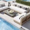 Modern Durable Teak Wood Patio Set U Shaped Outdoor Sectional Sofa for Garden Living Room Courtyard Hotel Villa