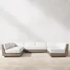 Modern Durable Teak Wood Patio Set U Shaped Outdoor Sectional Sofa for Garden Living Room Courtyard Hotel Villa