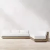 Modern Durable Teak Wood Patio Set U Shaped Outdoor Sectional Sofa for Garden Living Room Courtyard Hotel Villa