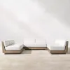 Modern Durable Teak Wood Patio Set U Shaped Outdoor Sectional Sofa for Garden Living Room Courtyard Hotel Villa
