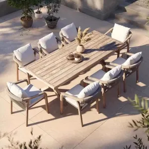 Modern Durable Outdoor Teak Sofas Dining Tables Chairs Patio Furniture for Villa Hotel Guest House Balcony Courtyard