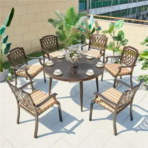Modern Durable Patio Dining Chairs Cast Aluminum Bistro Chair with Armrest Outdoor Furniture Set for Hotel Park Use