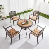 Modern Durable Patio Dining Chairs Cast Aluminum Bistro Chair with Armrest Outdoor Furniture Set for Hotel Park Use