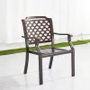 Modern Durable Patio Dining Chairs Cast Aluminum Bistro Chair with Armrest Outdoor Furniture Set for Hotel Park Use