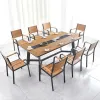Modern Durable Waterproof Extra Large 8-Seater Commercial Aluminum Farmhouse Warehouse Dining Set Outdoor Picnic Table