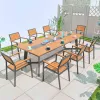 Modern Durable Waterproof Extra Large 8-Seater Commercial Aluminum Farmhouse Warehouse Dining Set Outdoor Picnic Table