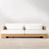 Modern Durable Waterproof Teak Outdoor Sofa Set with Quick-Dry Cushions for Hotel Living Room Courtyard Use