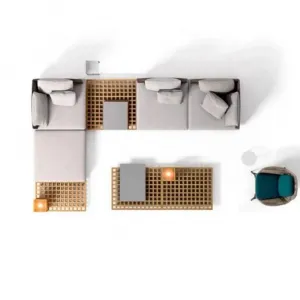 Modern Farmhouse Outdoor Garden Sofa Set Teak Wicker Waterproof Hotel Dining Patio Furniture Corner Combination