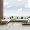 Modern Farmhouse Outdoor Garden Sofa Set Teak Wicker Waterproof Hotel Dining Patio Furniture Corner Combination