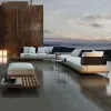 Modern Farmhouse Outdoor Garden Sofa Set Teak Wicker Waterproof Hotel Dining Patio Furniture Corner Combination