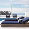 Modern Teak Wood U Shaped Outdoor Sectional Sofa Set Waterproof Cushions for Garden Hotel Villa Dining Areas