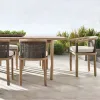 Modern Hotel Outdoor Teak Wood Dining Table and Chair Set with Waterproof Cushions for Patio and Garden