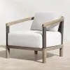 Modern Hotel Outdoor Teak Wood Dining Table and Chair Set with Waterproof Cushions for Patio and Garden