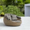 Modern Hotel Villa Outdoor Wicker Chaise Garden Sofa Set Daybed with Waterproof Canopy for Apartment and Courtyard