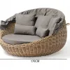Modern Hotel Villa Outdoor Wicker Chaise Garden Sofa Set Daybed with Waterproof Canopy for Apartment and Courtyard